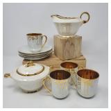 Demitasse Lusterware & Gold Tea Set