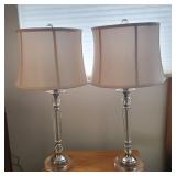 Pair of Sleek Chrome & Glass Lamps