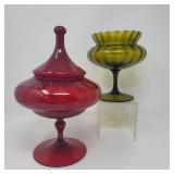 MCM Empoli Glass Footed Candy Dishes