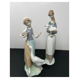 Lladro Spain Girl with Lamb & Girl with Duck