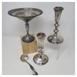 Sterling Silver Compote, Empire Candlesticks, Salt & Pepper