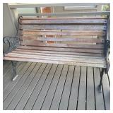 Wood Slatted Cast Iron Outdoor Park Bench