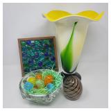 Glass Eggs and Tulip Glass Vase MORE