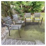 Four Stackable Metal & Plastic Weave Patio/Outdoor Chairs