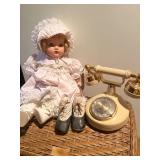 Horsman Baby Doll (c1920) with Rotary Dial Princess Phone