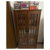 CDs, Cassettes & Wood & Glass Storage Cabinet