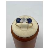 Diamond and Duo Sapphire 14K Gold Ring