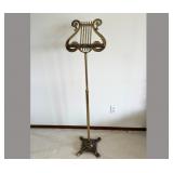 Antique Lyre Shaped Brass Music Stand