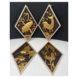 Quartet 3 D Metal Art in Diamond Shaped Frames