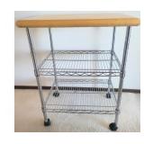 Butcher Block Rolling Kitchen Island