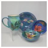Pleya Floral Hand Painted Bowls & Pitcher