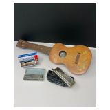 Supertone Ukulele & Trio of Harmonicas