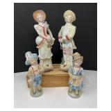 Early Century Bisque Man/Woman & Boy/Girl Figures