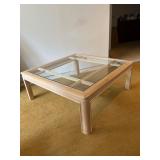 Drexel Square Glass Top Wood Table