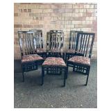 Six 1980-1990s Postmodern Slatted High Back Dining Chairs