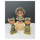 Pair Henning Hand Carved Trolls