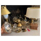 Brass Lamps & Copper Collander & More