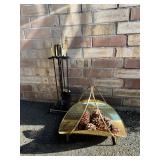 Fireside Tools & Brass Log Holder