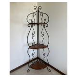 Elegant Corner Shelf with Iron Scrollwork - Folds