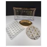 MCM Serving Plates & 22k Gold Relish Dish