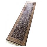 35 HandKnottedPersianTabrizRunnerRugNavyFloralPattern