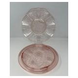 41 TwoPinkDepressionGlassPlates1930sOriginals