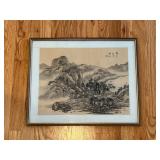 67 FramedChineseLandscapeInkPaintingonPaper
