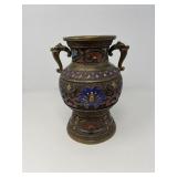 80 VintageJapaneseChampleveBrassEnamelVase