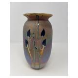 84 SignedCraigZweifelArtGlassVaseIridescentFinishDated1981