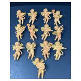 87 Setof13ItalianCherubOrnamentsMusicalAngelswithGoldWings