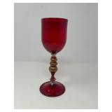 88 RedCrystalGoldGiltStemmedMuranoGlassGoblet