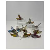 104 TenVintageStainedGlassHummingbirdOrnaments
