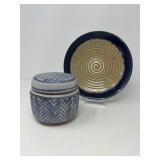 120 SignedHudsonPotteryBeanPot&ShallowBowl