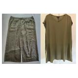 46 OliveSilkTunic&PrintPantsEileenFisher