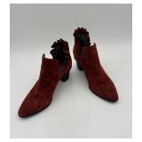 45 BrickBrownSuedeRuffledAnkleBootsLoriGoldstein