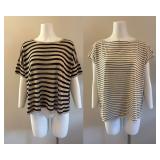 110 BlackStripedLinenBlendTopsinBeige&CreamEileenFisher