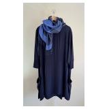 103 NavyBlueSilkDress&ScarfEileenFisher