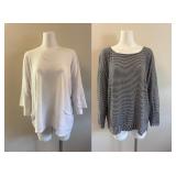 96 StripedLinenShirt&SolidCottonSweaterEileenFisherJJill
