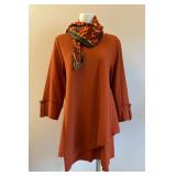 82 RustyOrangeLagenlookTunic&ScarfGumpsVeraAppearsNew