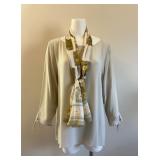 77 CreamSilkShirt&ScarfEileenFisher