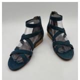 134 StrappyBlueGladiatorSandalsEileenFisherAppearNew