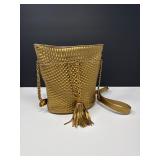 11 BALLYVintageGoldMetallicLeatherCrossbodyPurse