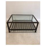 Industrial Style Glass Top Coffee Table