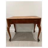 Antique Oak Game Table on Casters – Carved Claw Feet