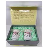 Vintage Jingdezhen "Water Spot Peach Blossom" Lidded Mugs – COA