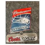 Budweiser Seahawks & Coors Light Metal Signs