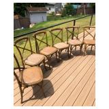 Six Cross Back Wood Chairs With Woven Seats