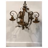 Vintage 5-Light Wrought Iron Chandelier With Floral Scroll Design