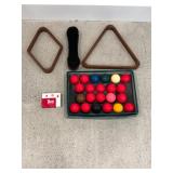 Aramith Snooker Ball Set - Racks, Chalk, Brush & Balls in Box