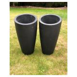 Tall Estate Style Plastic Ribbed Tapered Planters-Outdoor/Indoor